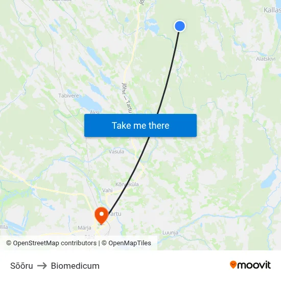 Sõõru to Biomedicum map