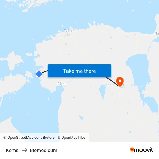 Kõmsi to Biomedicum map