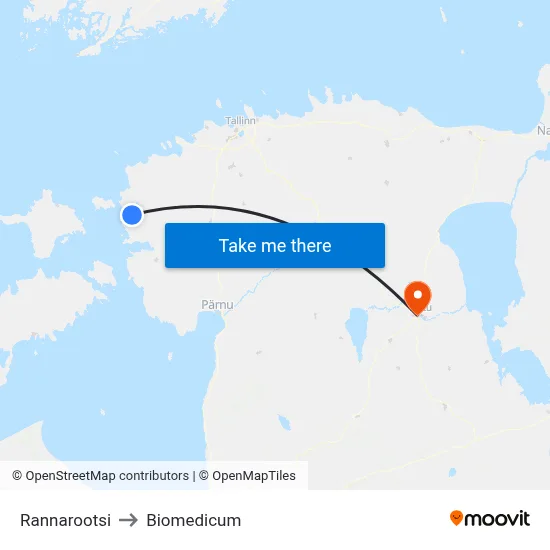 Rannarootsi to Biomedicum map