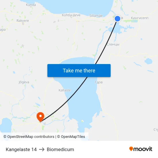 Kangelaste 14 to Biomedicum map