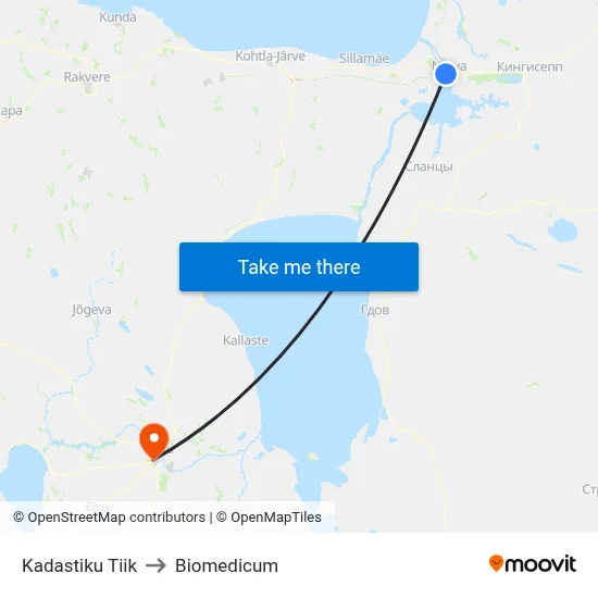 Kadastiku Tiik to Biomedicum map