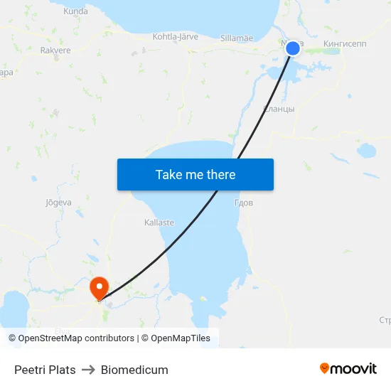 Peetri Plats to Biomedicum map