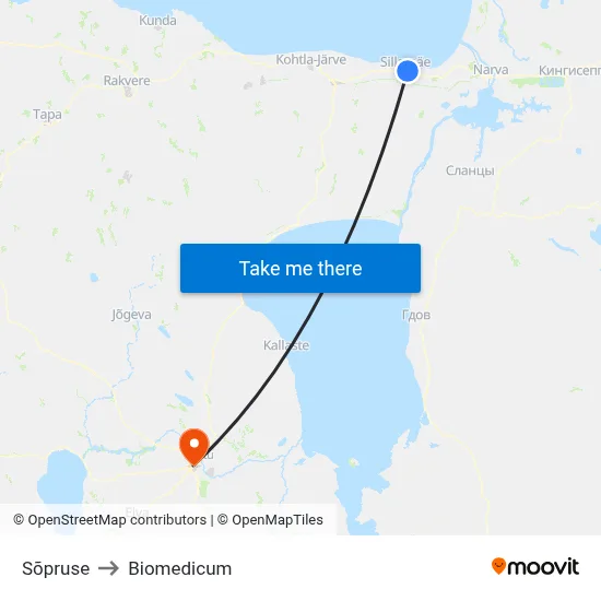 Sõpruse to Biomedicum map