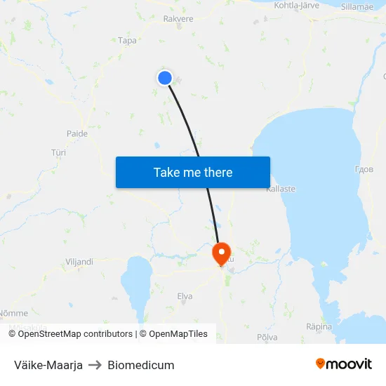 Väike-Maarja to Biomedicum map