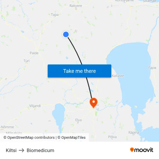 Kiltsi to Biomedicum map