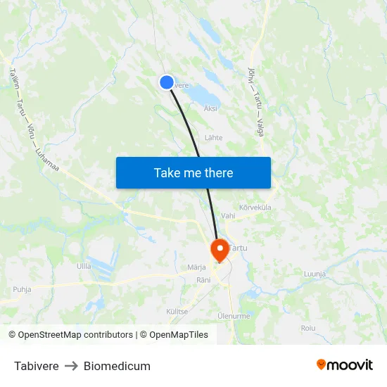 Tabivere to Biomedicum map