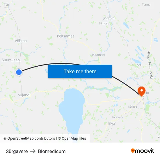 Sürgavere to Biomedicum map