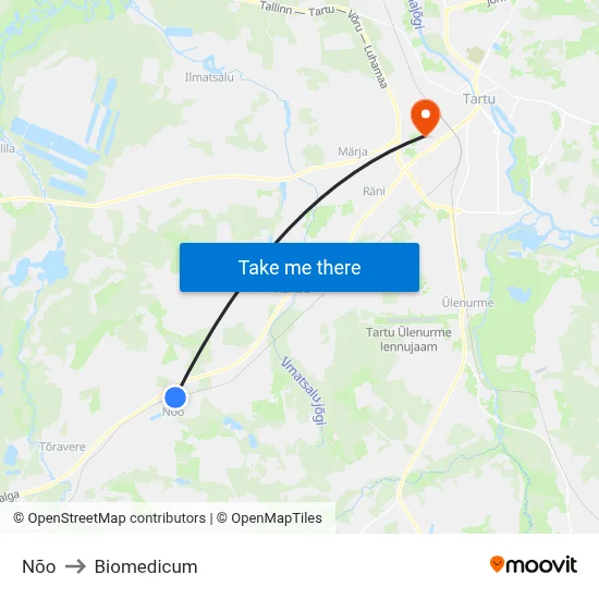 Nõo to Biomedicum map