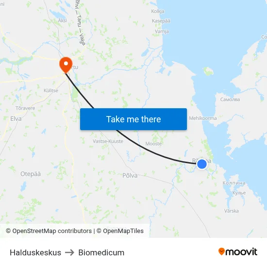 Halduskeskus to Biomedicum map