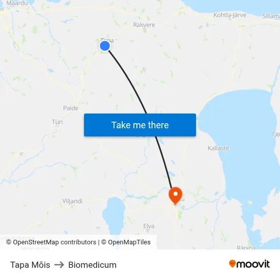 Tapa Mõis to Biomedicum map