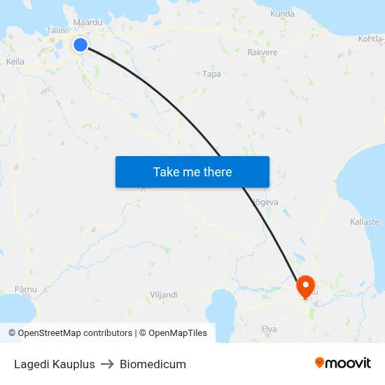 Lagedi Kauplus to Biomedicum map