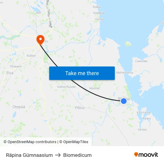 Räpina Gümnaasium to Biomedicum map