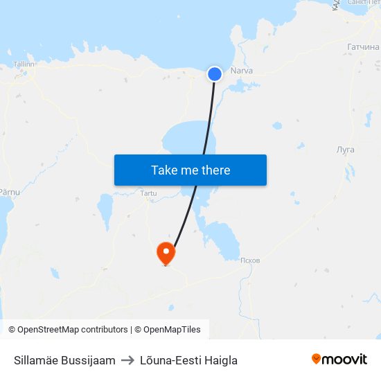 Sillamäe Bussijaam to Lõuna-Eesti Haigla map