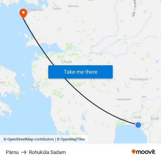 Pärnu to Rohuküla Sadam map