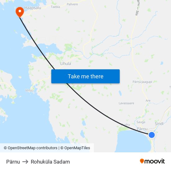 Pärnu to Rohuküla Sadam map