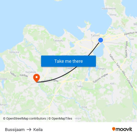 Bussijaam to Keila map