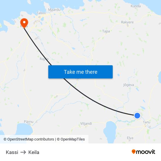 Kassi to Keila map