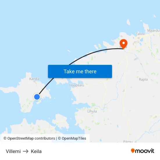 Villemi to Keila map