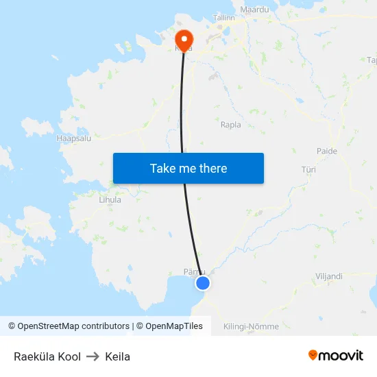 Raeküla Kool to Keila map