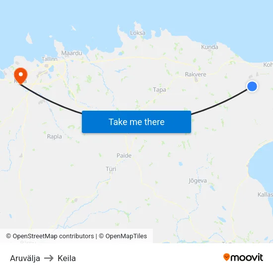 Aruvälja to Keila map