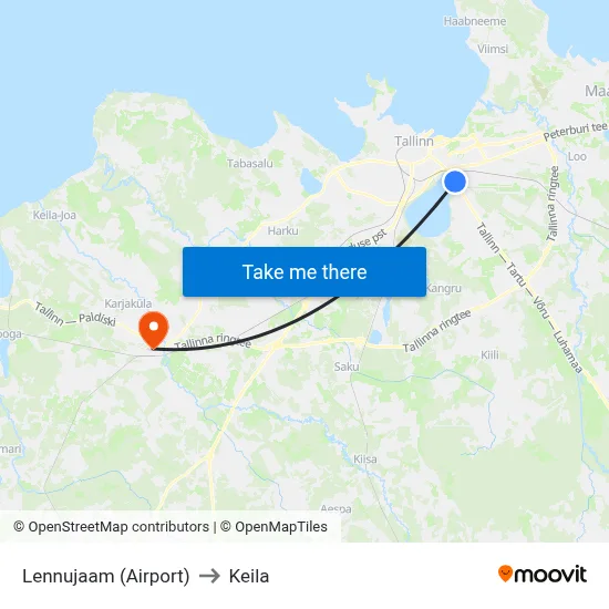 Lennujaam (Airport) to Keila map