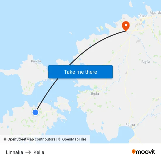 Linnaka to Keila map