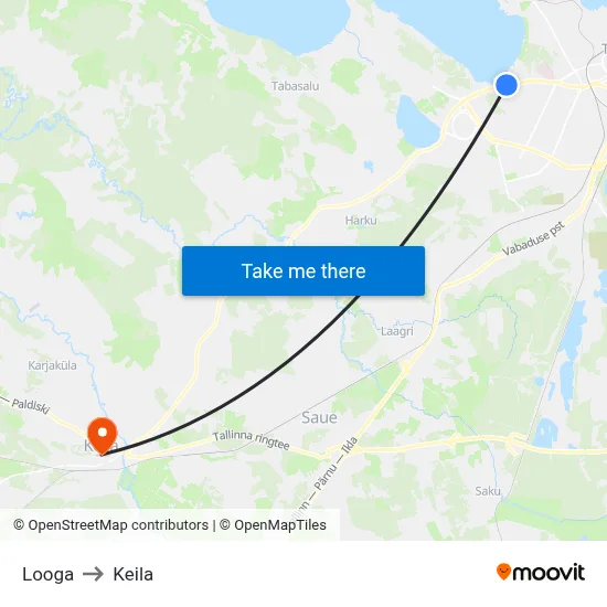 Looga to Keila map