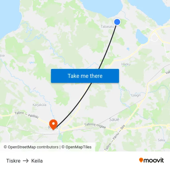 Tiskre to Keila map