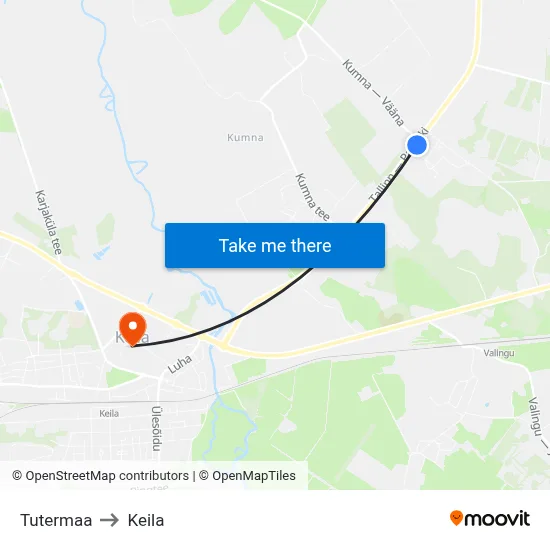 Tutermaa to Keila map
