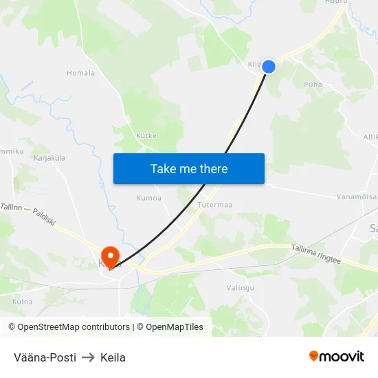 Vääna-Posti to Keila map