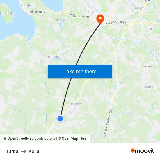 Turba to Keila map