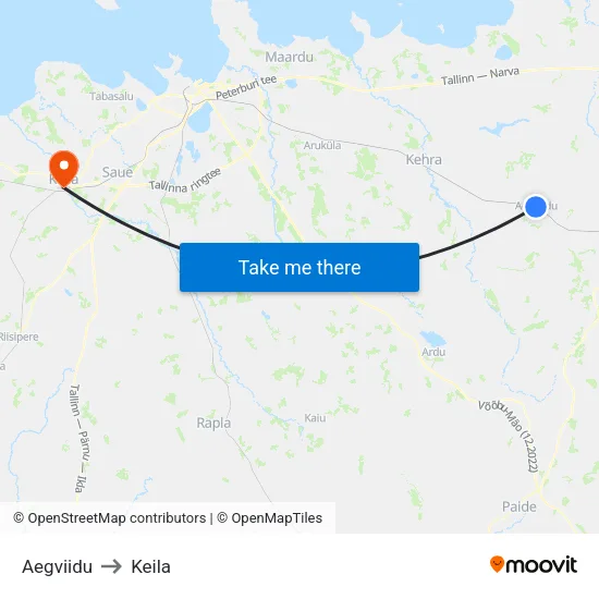 Aegviidu to Keila map