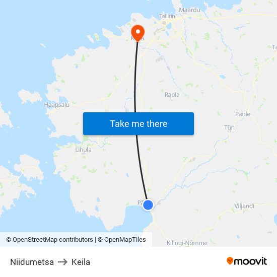 Niidumetsa to Keila map