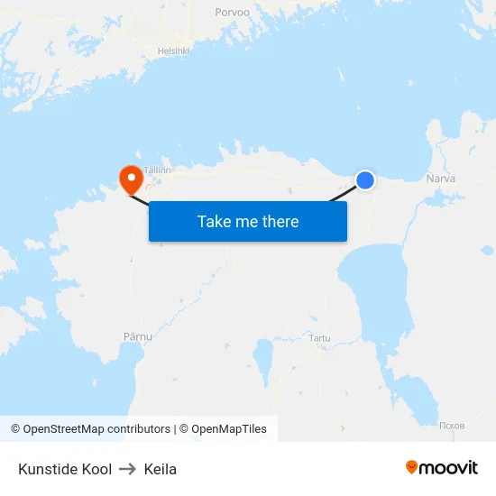 Kunstide Kool to Keila map