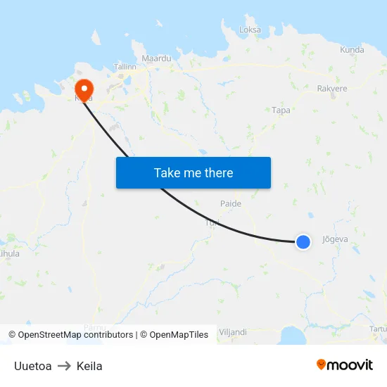 Uuetoa to Keila map
