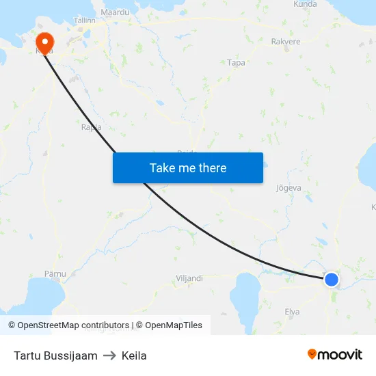 Tartu Bussijaam to Keila map