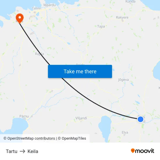 Tartu to Keila map