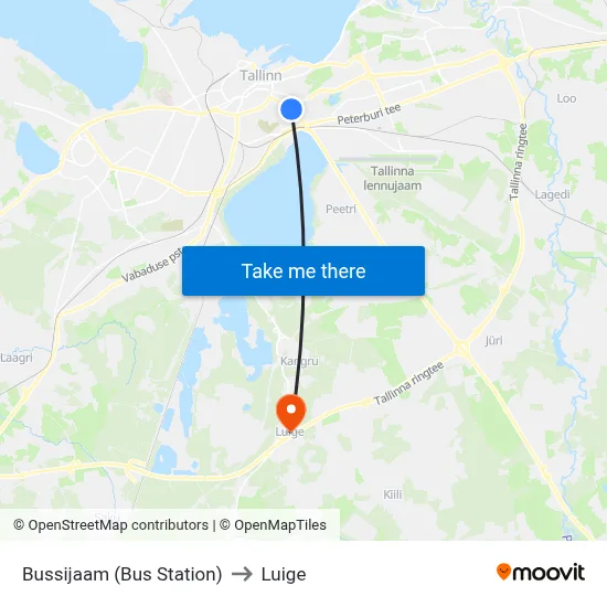 Bussijaam (Bus Station) to Luige map