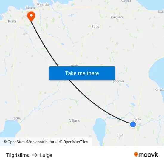 Tiigrisilma to Luige map
