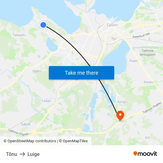 Tõnu to Luige map