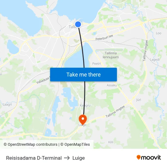 Reisisadama D-Terminal to Luige map