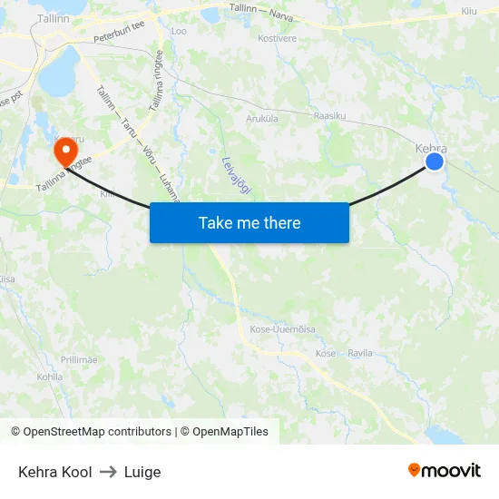 Kehra Kool to Luige map