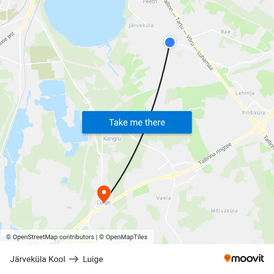 Järveküla Kool to Luige map