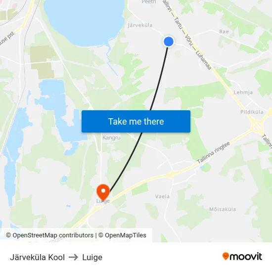 Järveküla Kool to Luige map