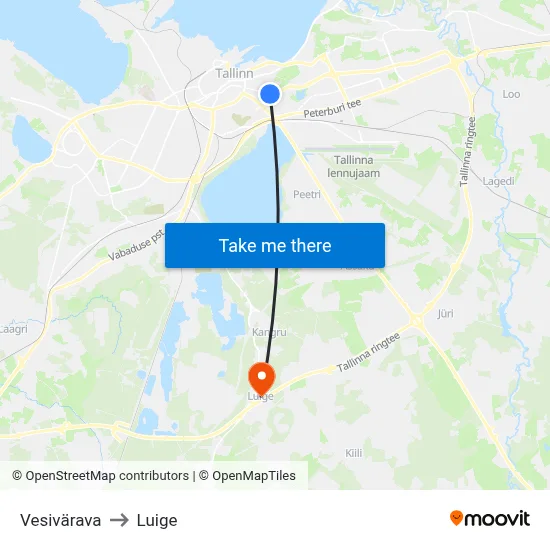 Vesivärava to Luige map