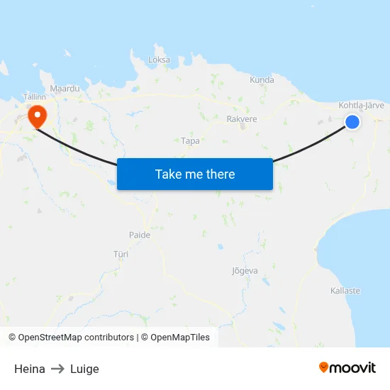 Heina to Luige map
