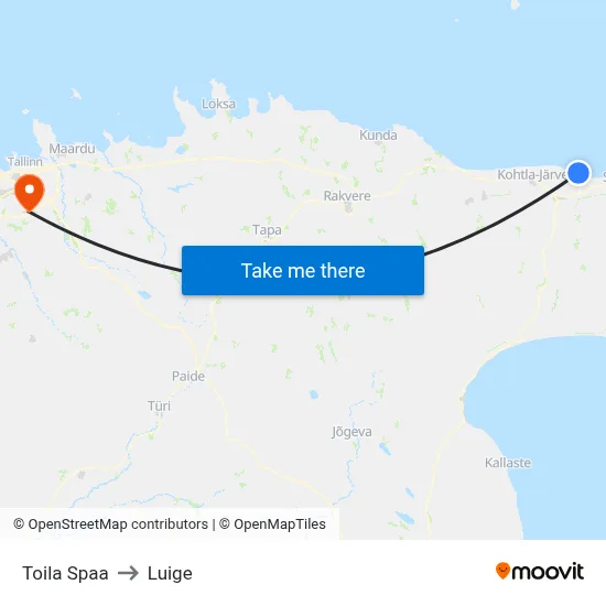 Toila Spaa to Luige map
