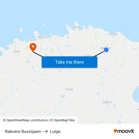 Rakvere Bussijaam to Luige map