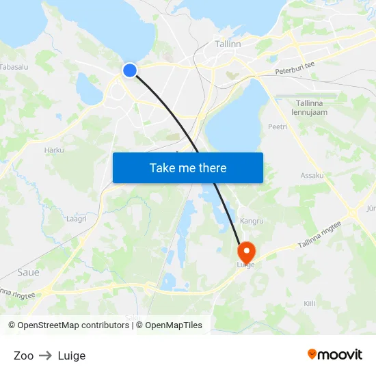 Zoo to Luige map