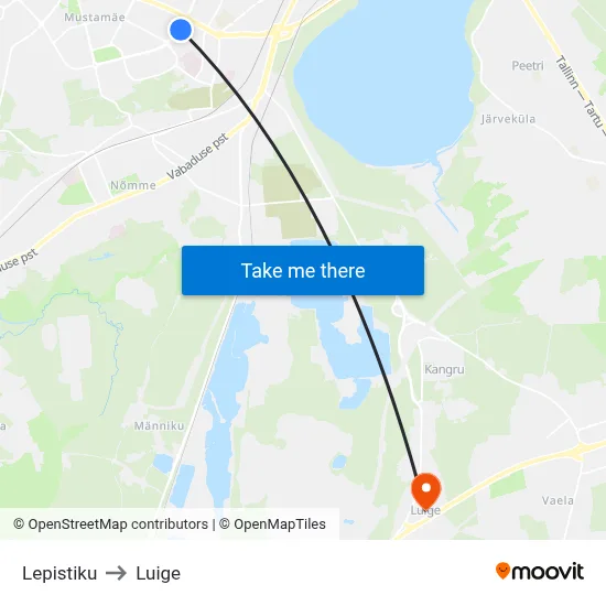 Lepistiku to Luige map